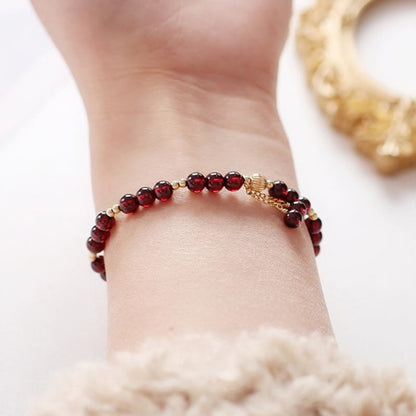 14K Gold Natural Garnet Calm Bracelet