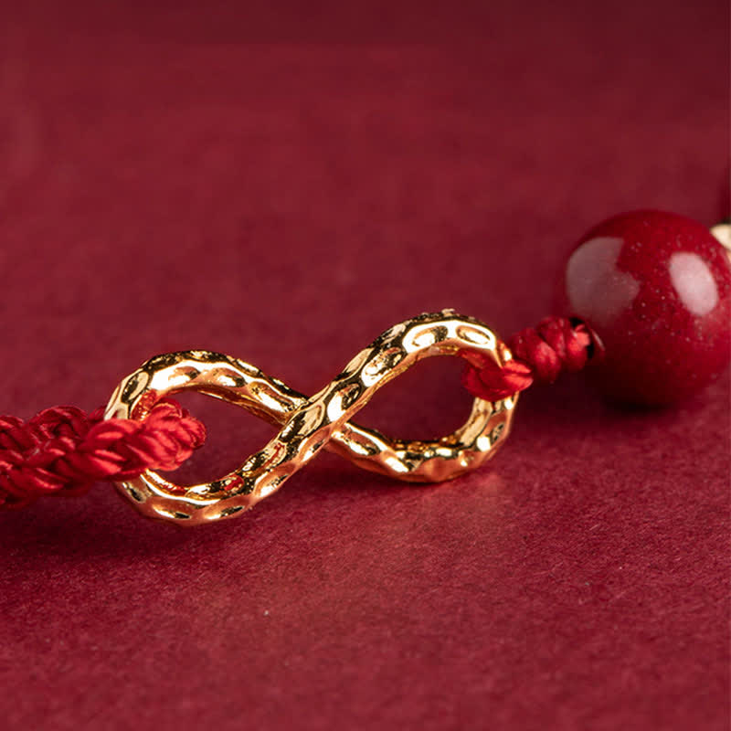 Red String 14K Gold Infinity Symbol Cinnabar Bracelet Anklet