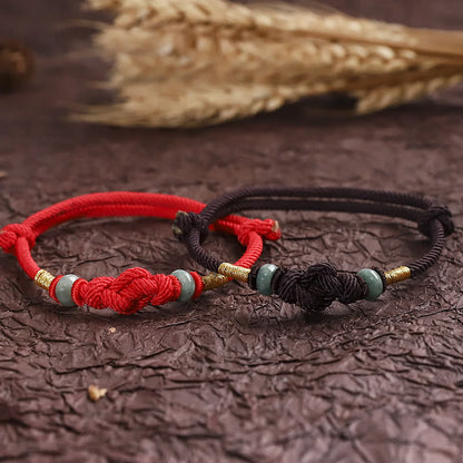 Red String Jade Luck & Good Fortune Knot Braided String Bracelet