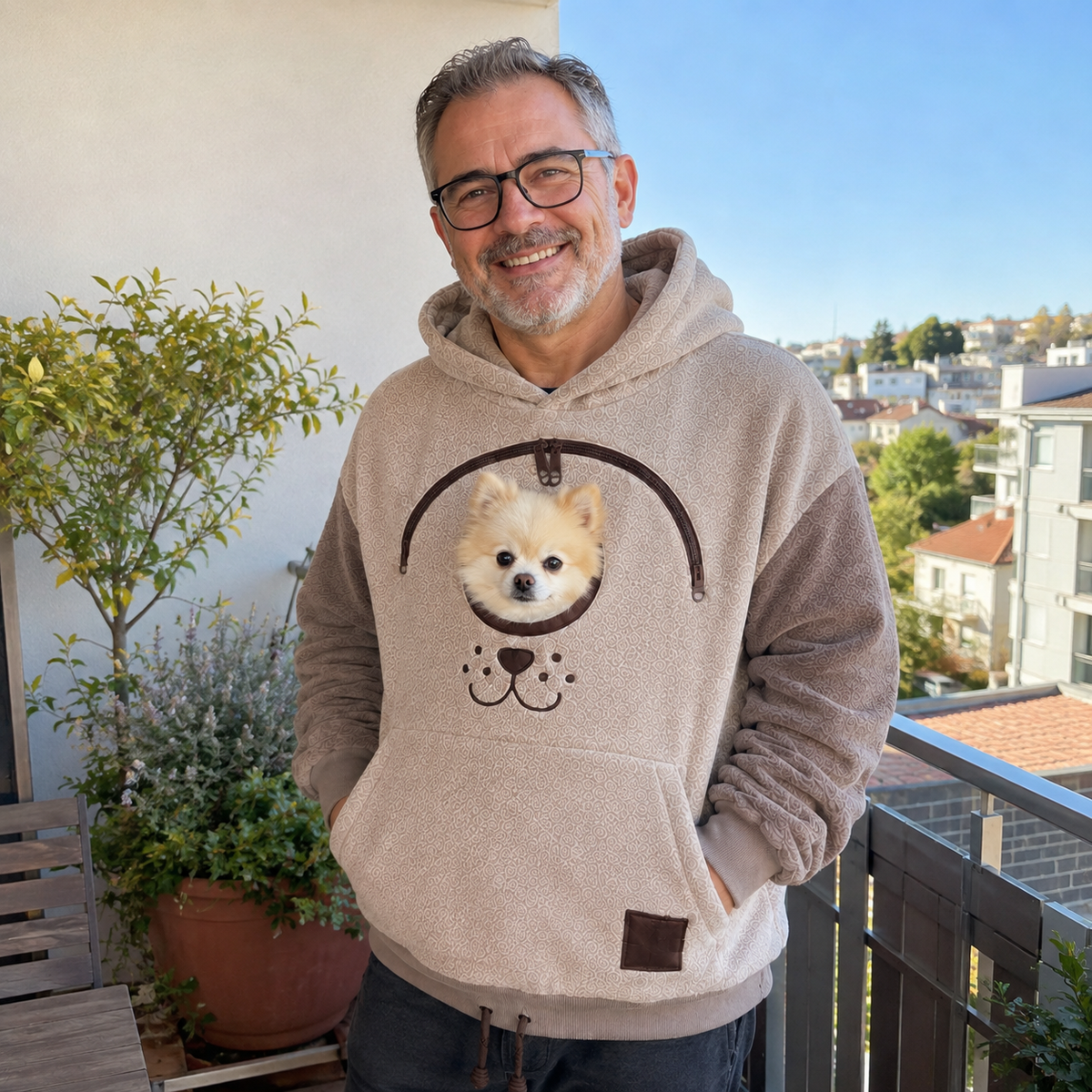 Cozy Fleece Pet Bonding Pouch Hoodie