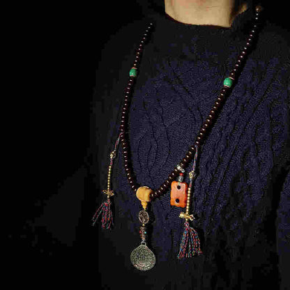 Tibet 108 Mala Beads Purple Bodhi Seed Bagua Vajra Bracelet / Necklace