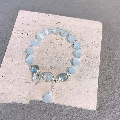 Cat's Eye Moonstone Butterfly Star Charm Support Bracelet