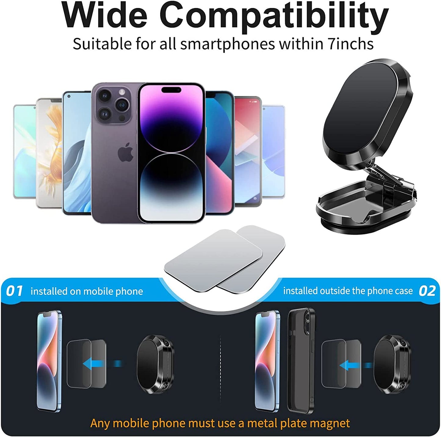 Metal Strong Magnetic Folding Phone Holder for Car