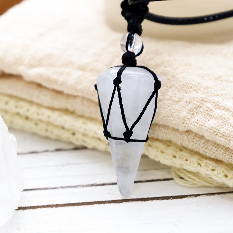 Natural Stone Pointed Pendant Necklace