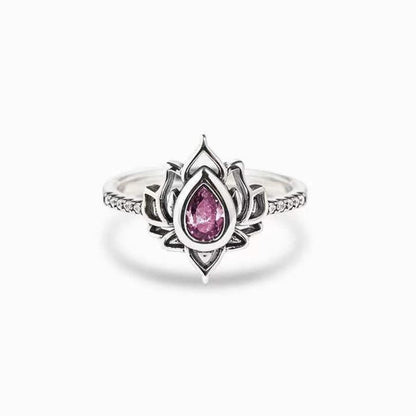 925 Sterling Silver Lotus Zircon Blessing Protection Ring