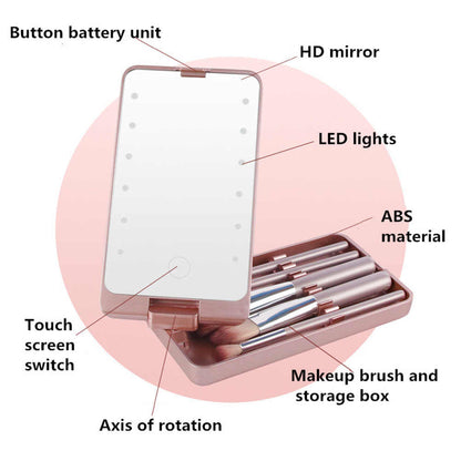 Portable LED Makeup Mirror Storage Box