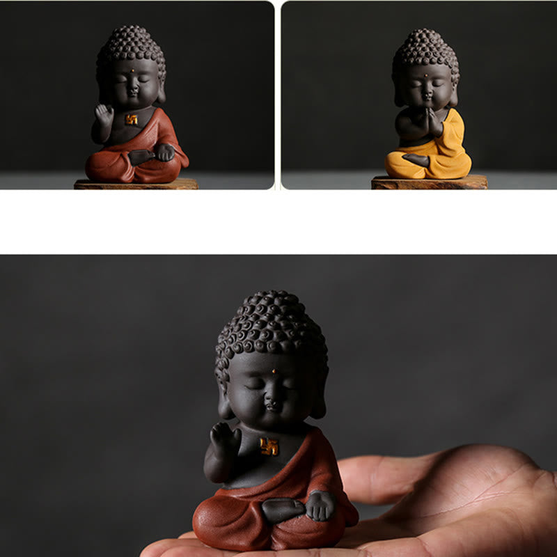 Small Buddha Purple Clay Home Desk Decoration Home Decor