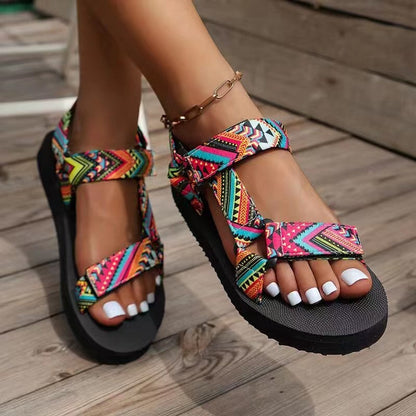 Printed Velcro-design Sandals Summer