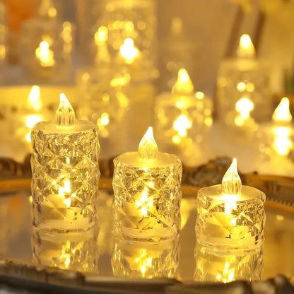 3pcs/SET Crystal Flameless Candle Light