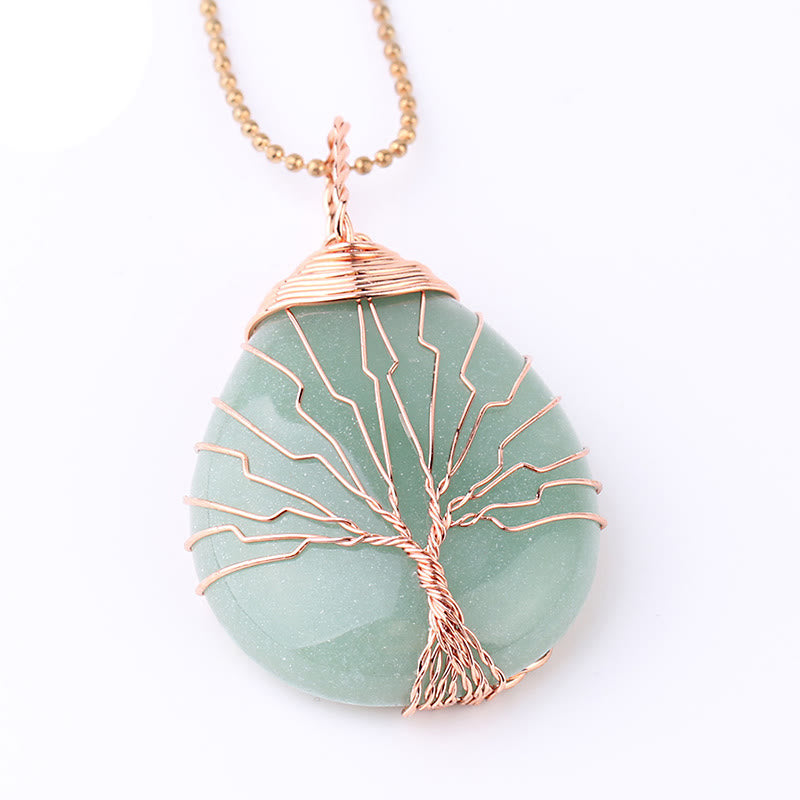 Natural Quartz Crystal Tree Of Life Necklace