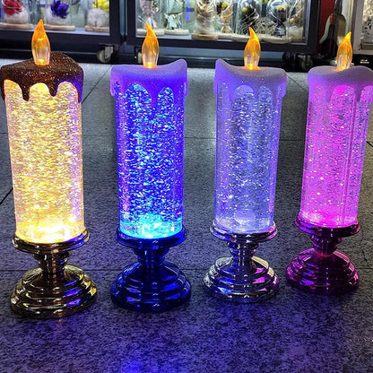 LED Christmas Candles Rechargeable With Glitter