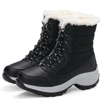 Womens Waterproof Snow Boots Fur Lining Slippoly Urethane On Soles