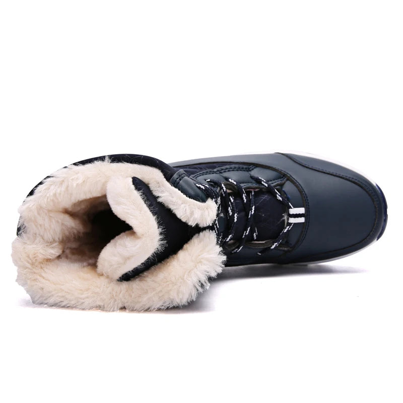 Womens Waterproof Snow Boots Fur Lining Slippoly Urethane On Soles