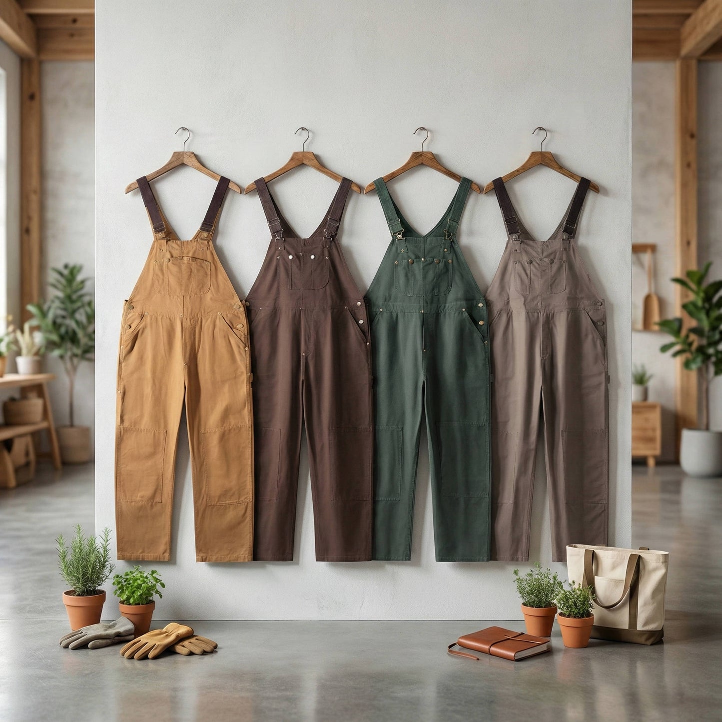 Women's Canvas Bib Overalls Duck Workwear Dungarees with Pockets