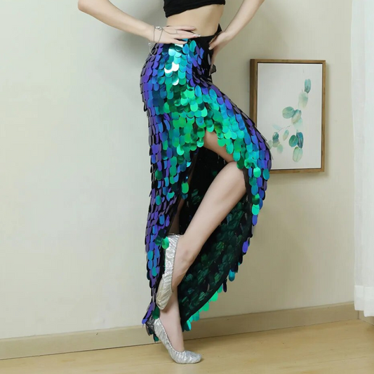 Belly Dance Hip Sequin Scarf Skirt