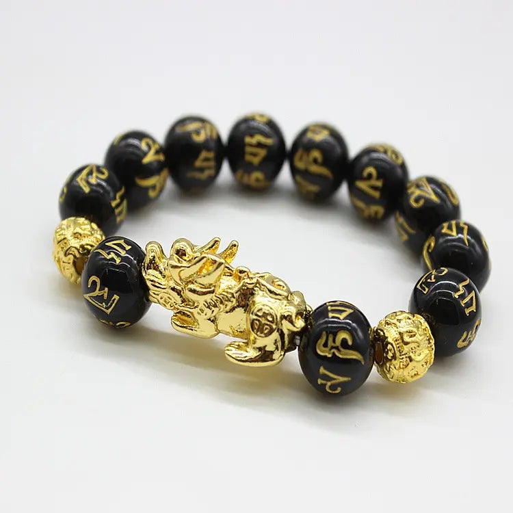 Feng Shui PiXiu Obsidian Attract Wealth Good Fortune Bracelet