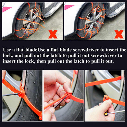 Universal Emergency Anti-Skid Snow Chain Zip Tie Kit (Set of 10)