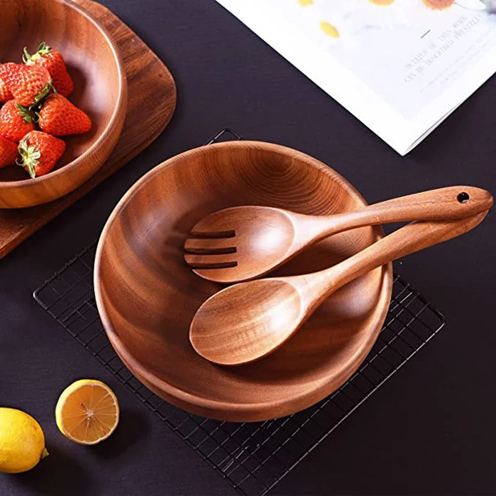 Natural Teak Wooden Kitchen Utensil Set – Eco-Friendly Cooking Spoons Non-Stick Safe 2026