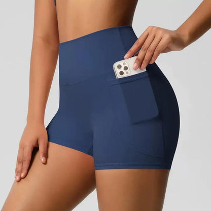 High-Waisted Tummy Control Athletic Shorts with Side Pockets