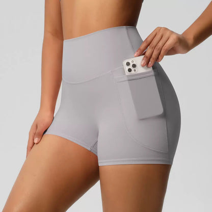 High-Waisted Tummy Control Athletic Shorts with Side Pockets