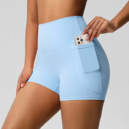 High-Waisted Tummy Control Athletic Shorts with Side Pockets