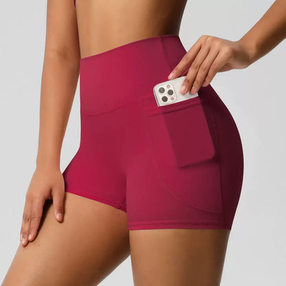 High-Waisted Tummy Control Athletic Shorts with Side Pockets