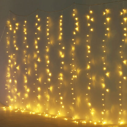 10ft Warm White 300 LED Icicle Curtain Fairy String Lights with 8 Modes