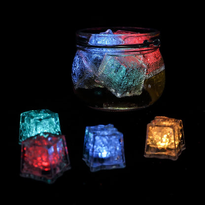 12 Pack | Multicolor Light Up LED Submersible Ice Cubes, Waterproof with Adjustable Light Modes