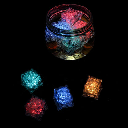 12 Pack | Multicolor Light Up LED Submersible Ice Cubes, Waterproof with Adjustable Light Modes