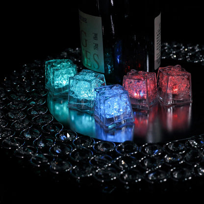 12 Pack | Multicolor Light Up LED Submersible Ice Cubes, Waterproof with Adjustable Light Modes