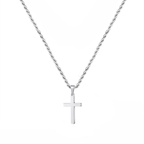 Cross Pendant Necklace with 24 Inch Chain and Hook Clasp