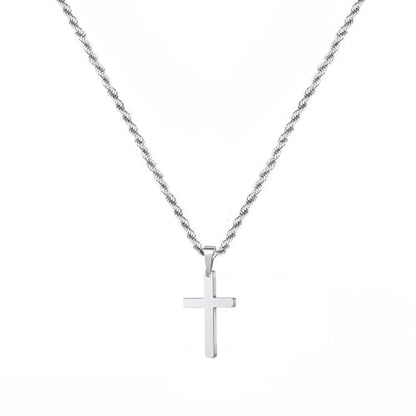 Cross Pendant Necklace with 24 Inch Chain and Hook Clasp