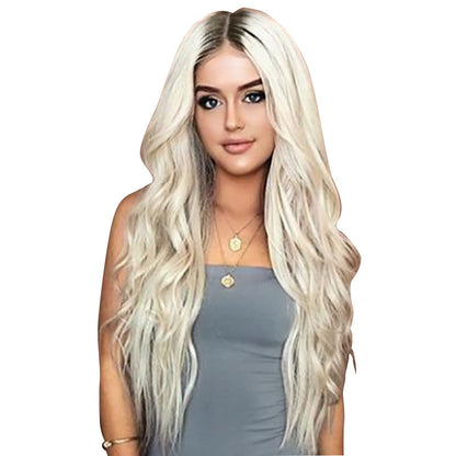 Women's Head Dyed Wavy Long Curly Wigs High Temperature Chemical Fiber Wig