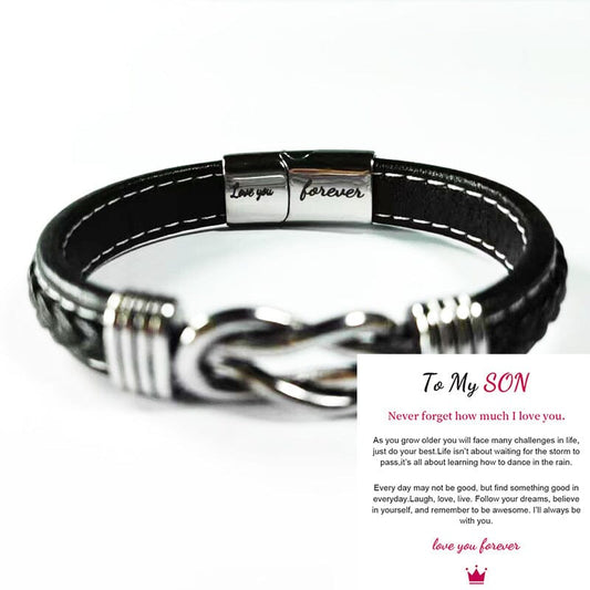 Forever Linked Together Braided Leather Bracelet | To My SON / GRANDSON