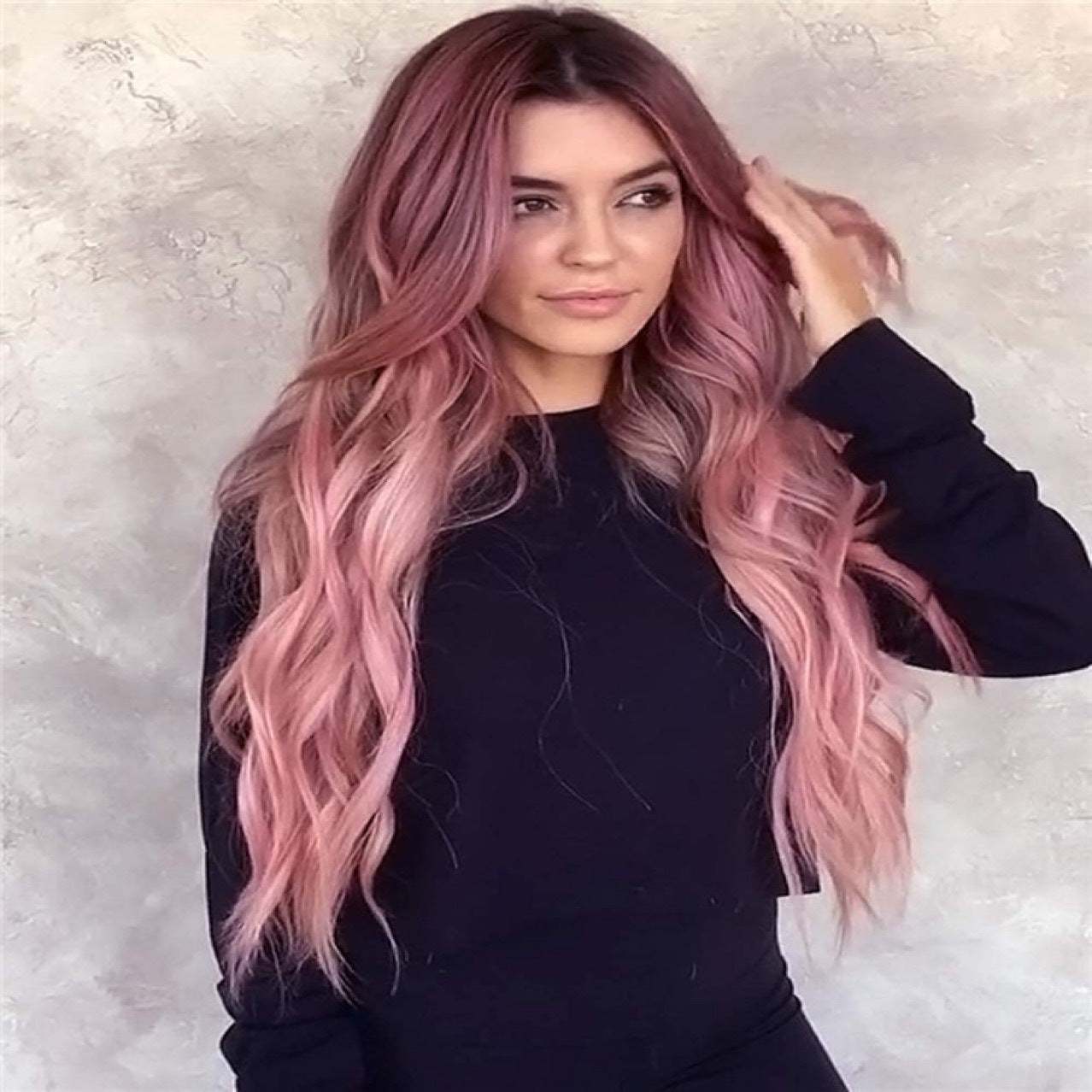 Women's Wig Female Harajuku Purple Long Curly Hair Pink Big Wavy Curly Long Wigs