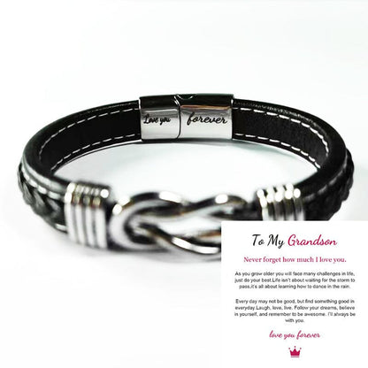 Forever Linked Together Braided Leather Bracelet | To My SON / GRANDSON