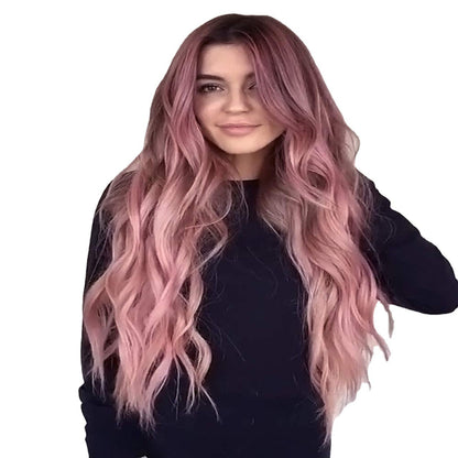 Women's Wig Female Harajuku Purple Long Curly Hair Pink Big Wavy Curly Long Wigs