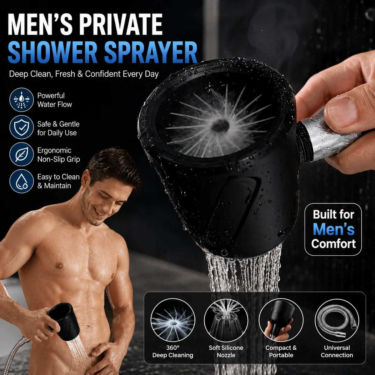 Men's Circular High-Pressure Shower Head