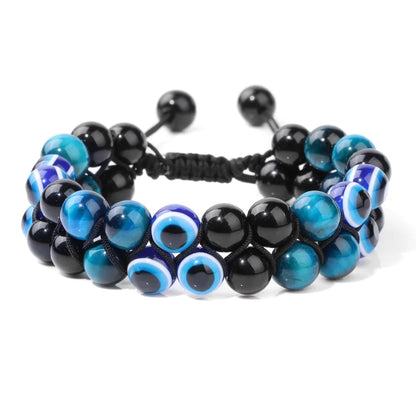 Evil Eye Hematite Tiger Eye Protection Beaded Bracelet