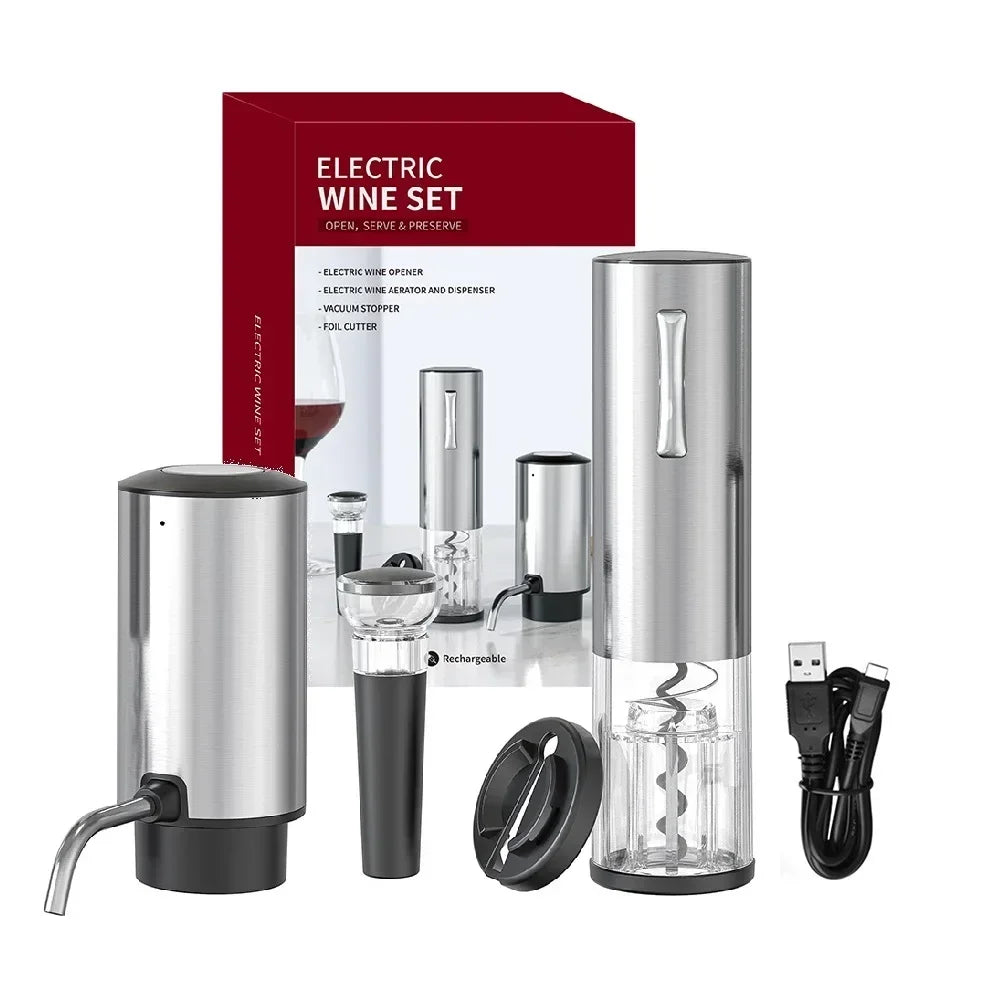 Electric Wine Bottle Opener Aerator Automatic Red Wine Corkscrew Rechargeable Opener Wine Lover Kitchen Gadgets