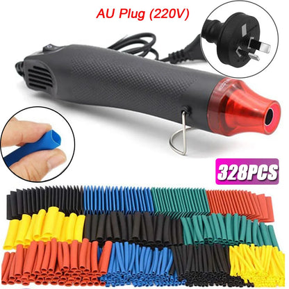 127/328pcs Heat Shrink Tube 2:1 Shrinkable Wire Shrinking Wrap Tubing Wire Connect Cover Protection with 300W Hot Air Gun