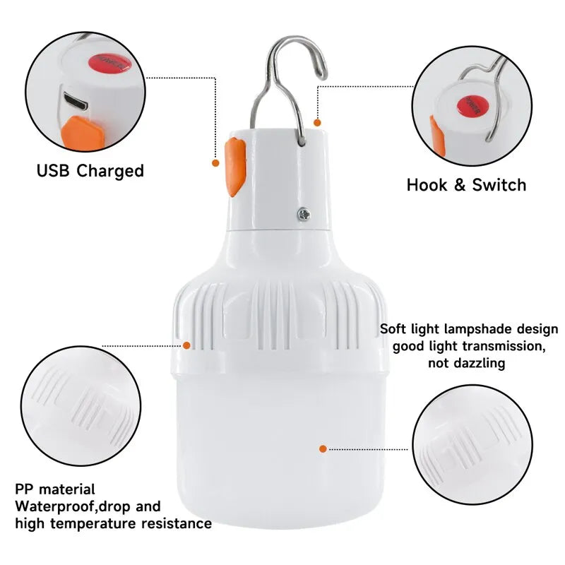 Camping Lamps USB Rechargeable LED Lamp Bulbs  - Illuminate Your Adventures with Portable Lighting