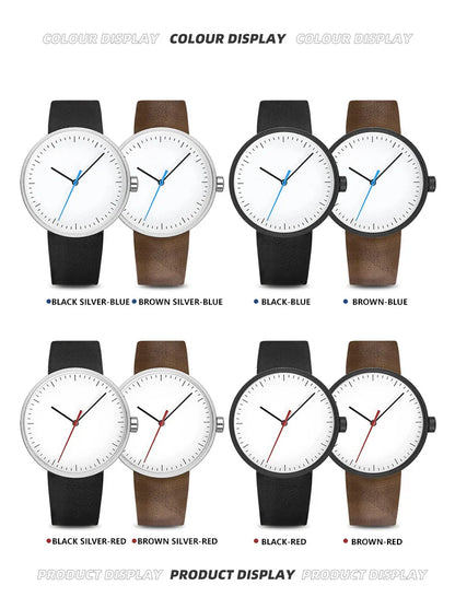 Classic unisex quartz wristwatch – leather strap, round dial, minimalist everyday timepiece