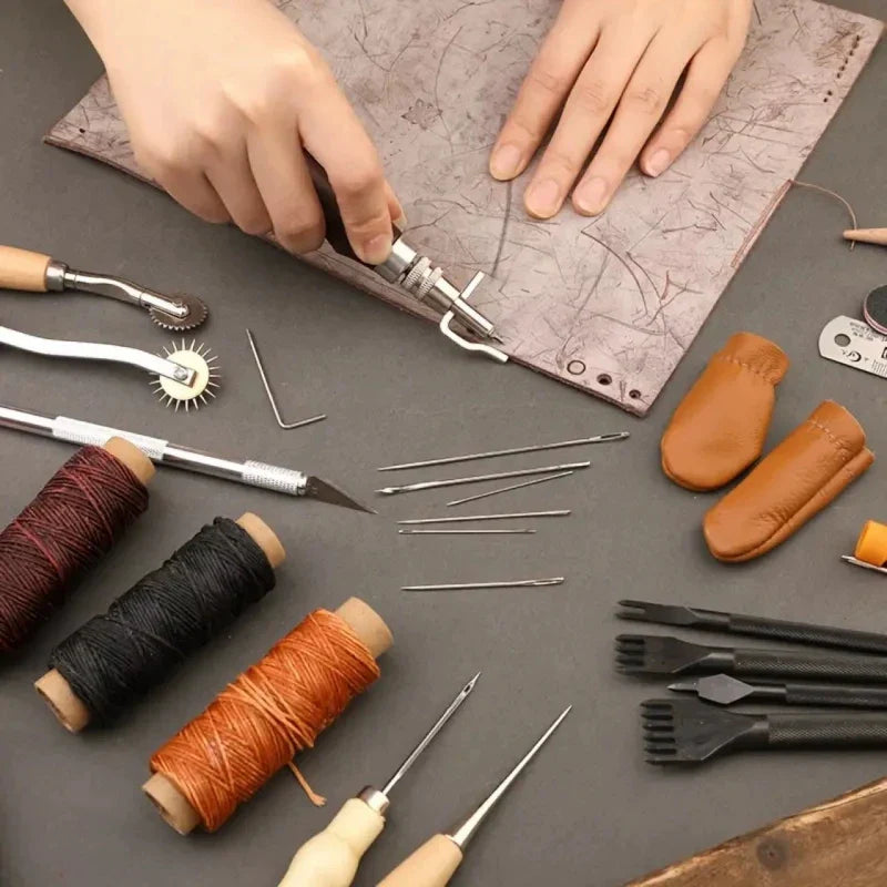 Leather Sewing Kit All In One Leather Craft Tool Set With Awl Needles And Thread DIY Gift Idea