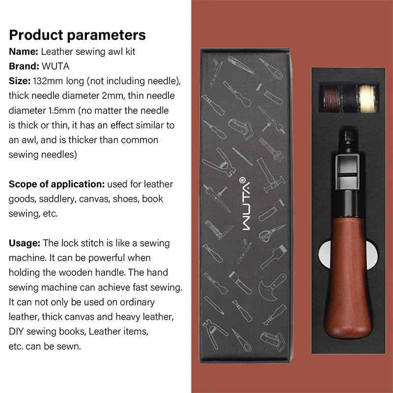 Leather Sewing Kit – Premium Hand Stitching Awl Tools Set for DIY Leather Craft and Canvas Repair, Fall 2026 Gift