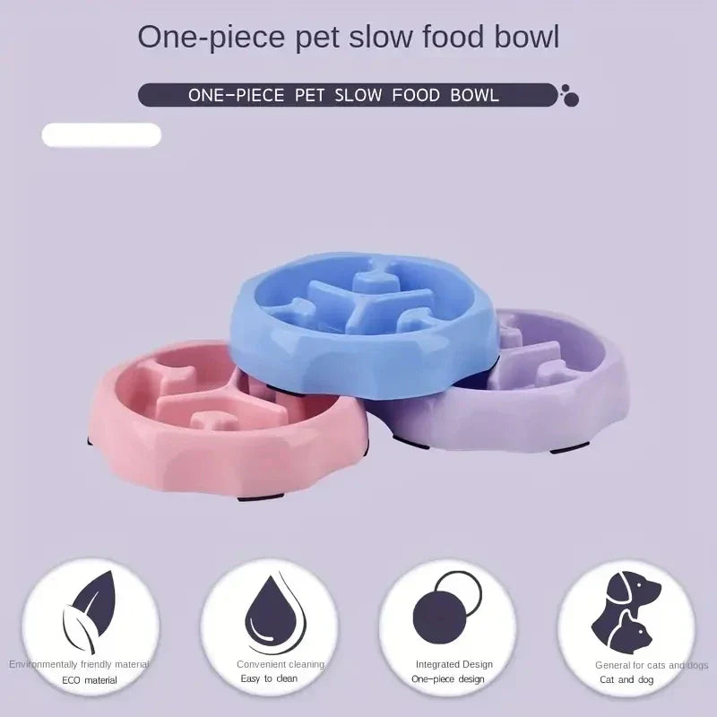 Pet supplies Color Slow Feeder Cat Bowl Anti-choking Plastic Dog Puzzle Food Bowl, Dog Water Basin For Anxiety Relief