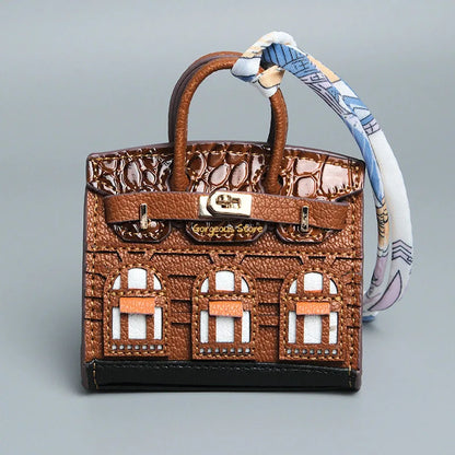 Birkin Inspired Mini Hand Bag - Platinum Bag Charm