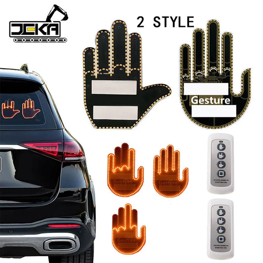 Universal Fun Car Middle Finger LED Light  with Remote Car Gadgets & Road Rage Sign Funny Rear Window Sign Car Accessories