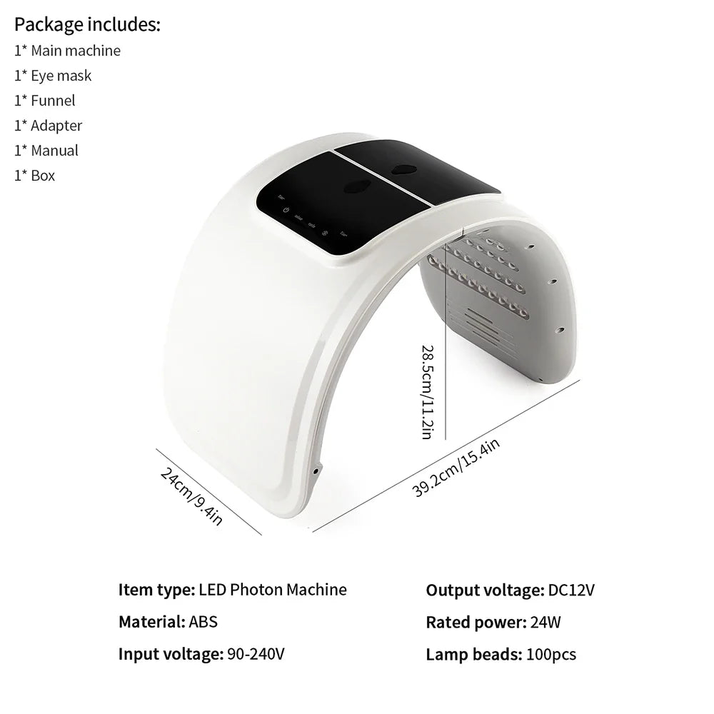 7-Color LED Photon Face Mask & Nano Spray Machine - Skin Rejuvenation Anti-Aging Home Therapy