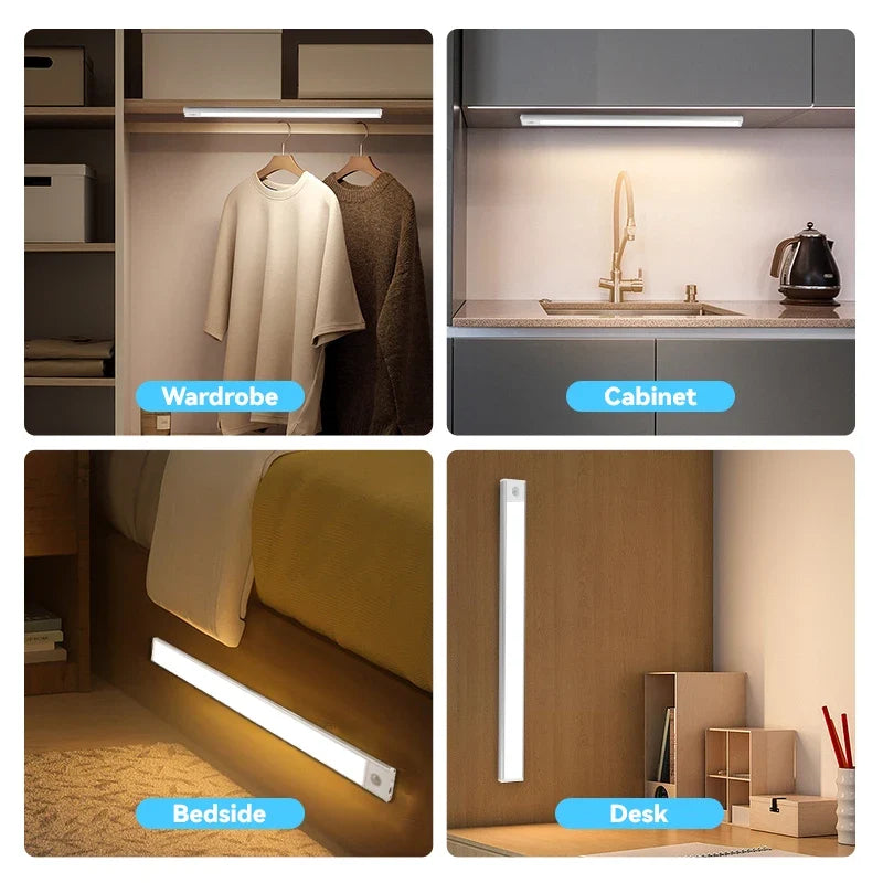 Wireless LED Motion Sensor Cabinet Light – Dimmable Type-C Rechargeable Night Lamp for Closet Kitchen 2026